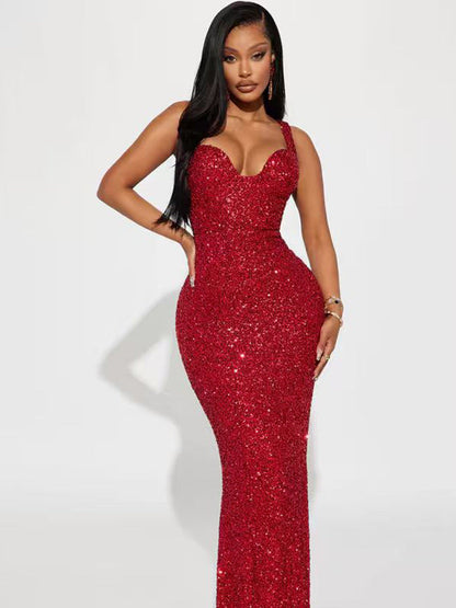Robe de soirée à paillettes glamour noire