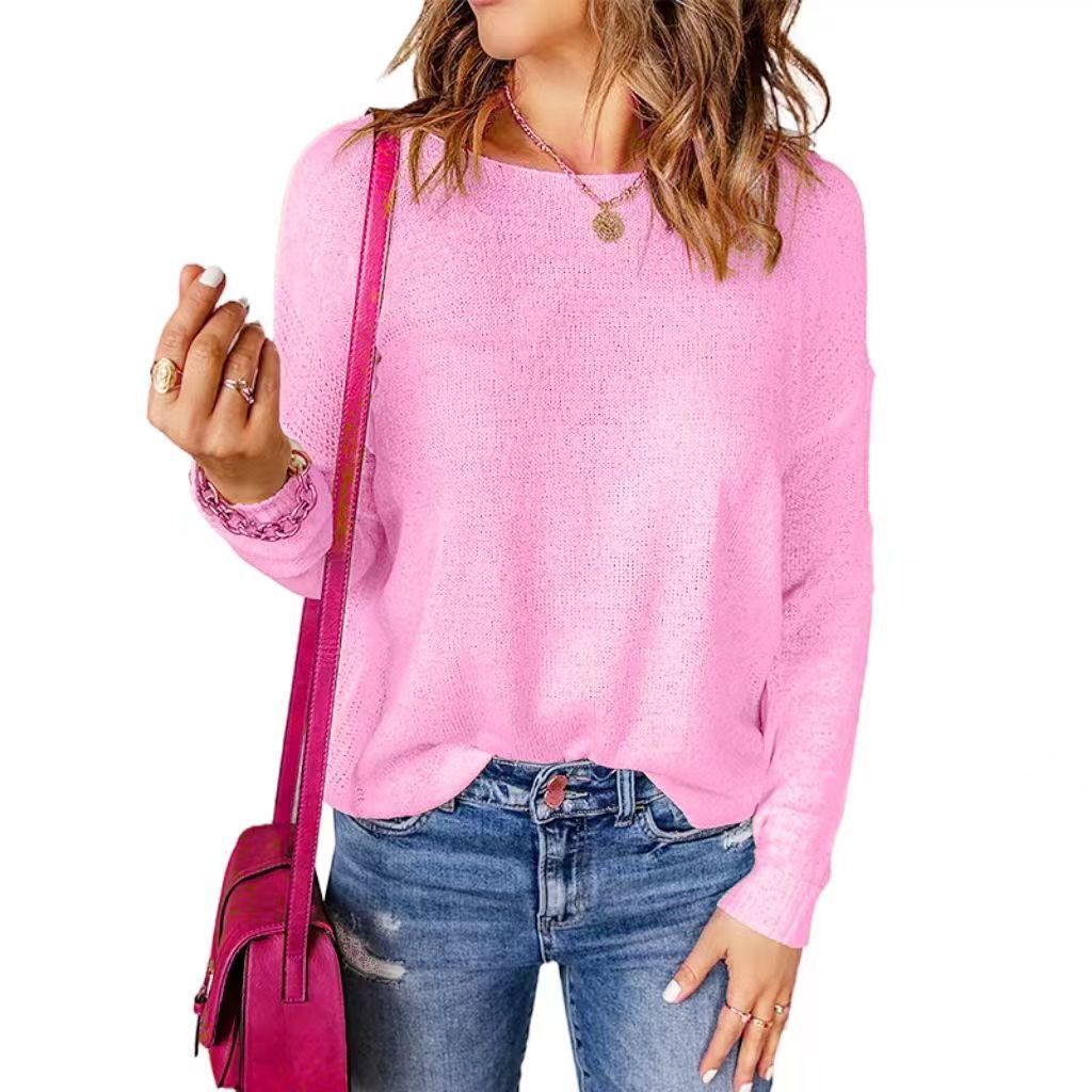 Pull femme grosse maille coupe ample col V