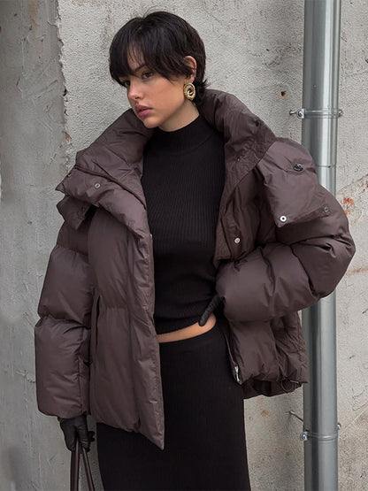 Doudoune femme hiver oversize col montant élégante