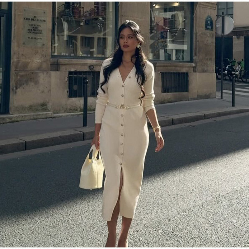 Robe Pull Femme Design Élégant avec Ceinture