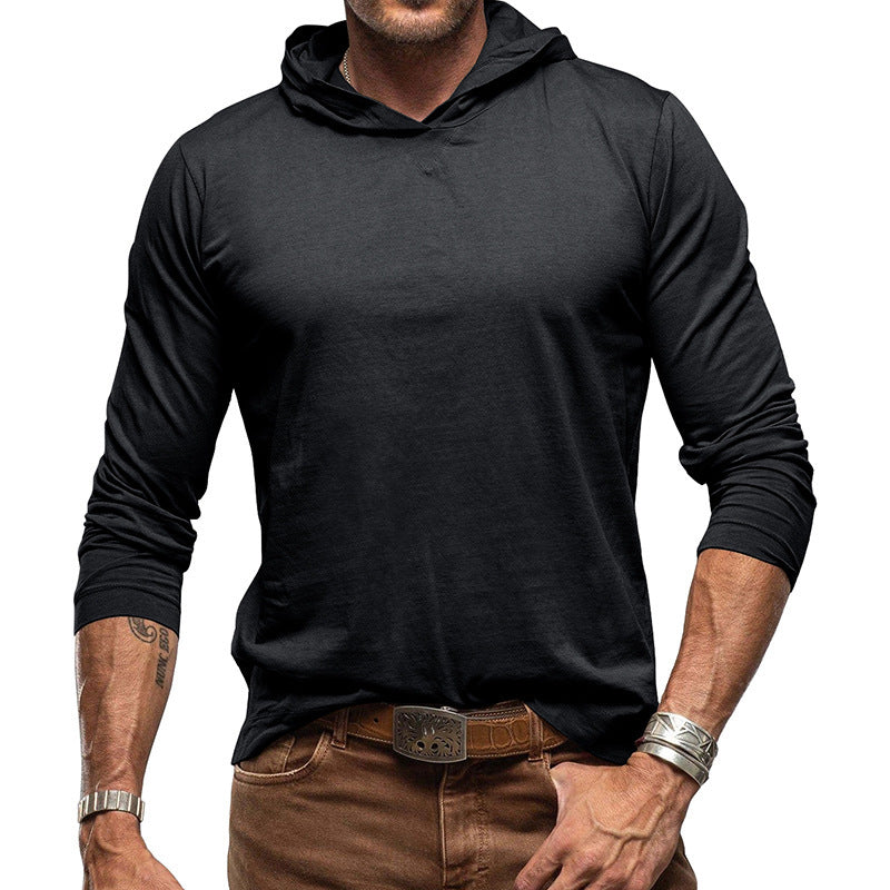 Sweat-shirt à capuche coupe slim manches longues style léger