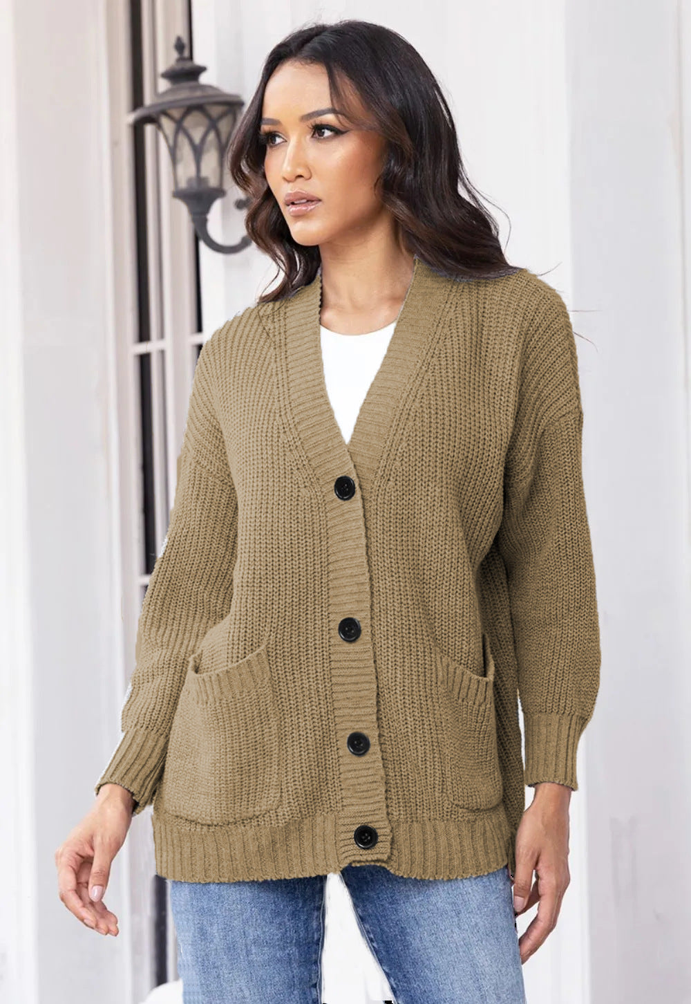 Cardigan femme Grandes poches Veste femme classique élégante