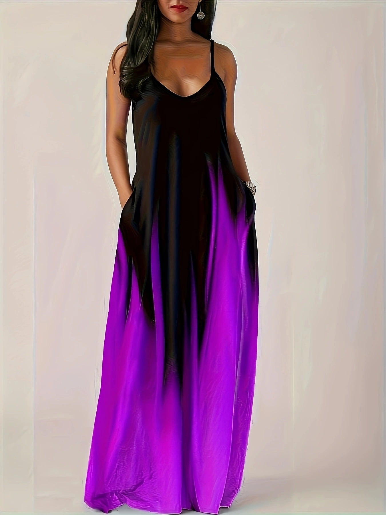 Robe longue élégante pour femme avec poches latérales