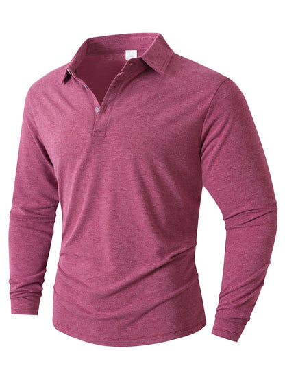 Polo à manches longues pour hommes, coupe ajustée moderne