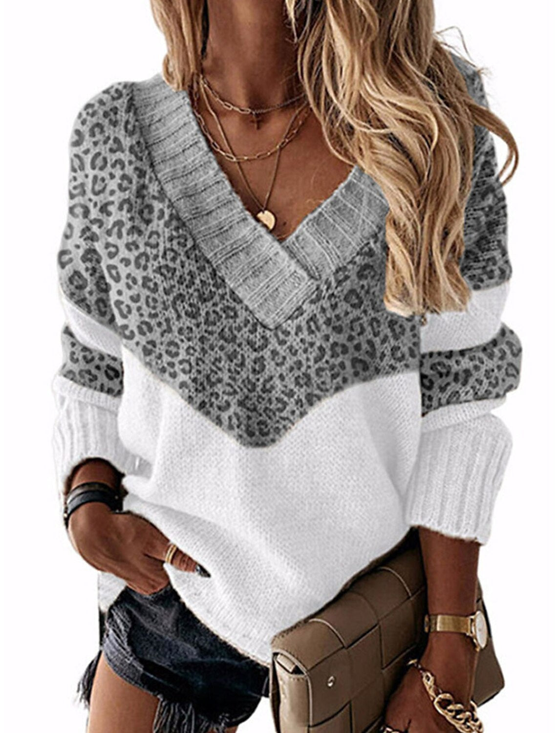 Pull pour femmes, motif léopard, tendance