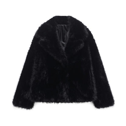 Blazer long en fausse fourrure élégant pour femmes