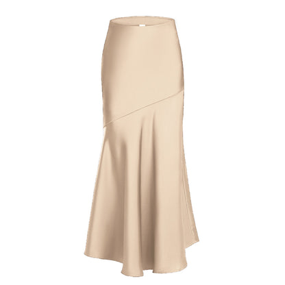 Jupe longue femme Élégante Fluide Coutures en diagonale
