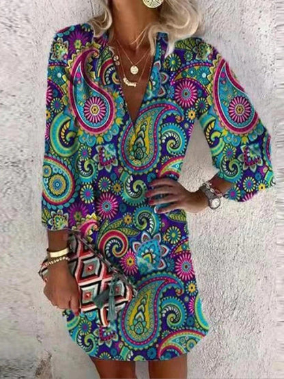 Robe d'été femme motif cachemire élégant