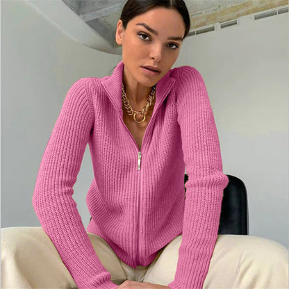 Cardigan pour femmes Col montant Moderne Fermeture rapide