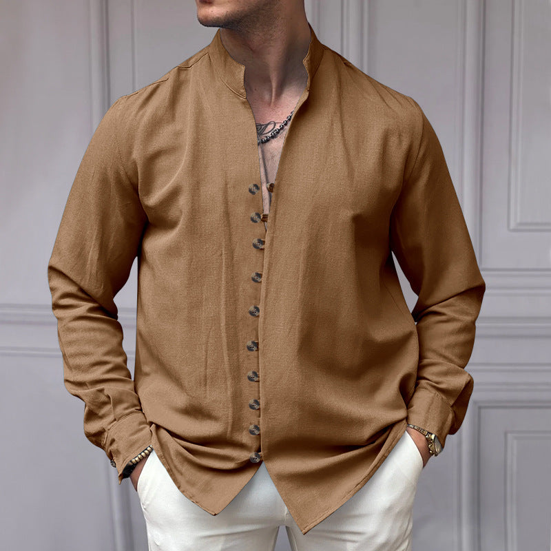 Chemise homme à manches longues moderne boutonnée design élégant