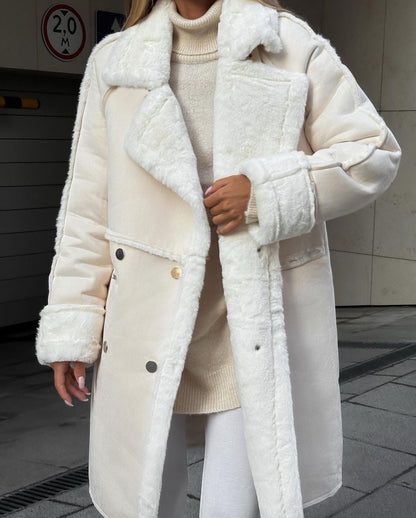 Manteau en cuir souple doublé polaire chaud