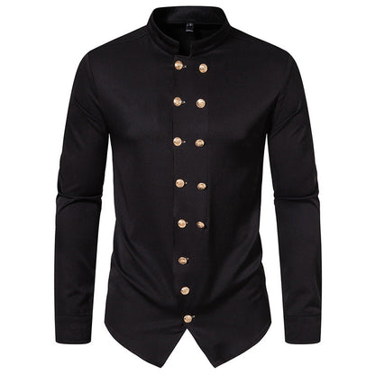 Chemise Homme Col Mao Design Élégant