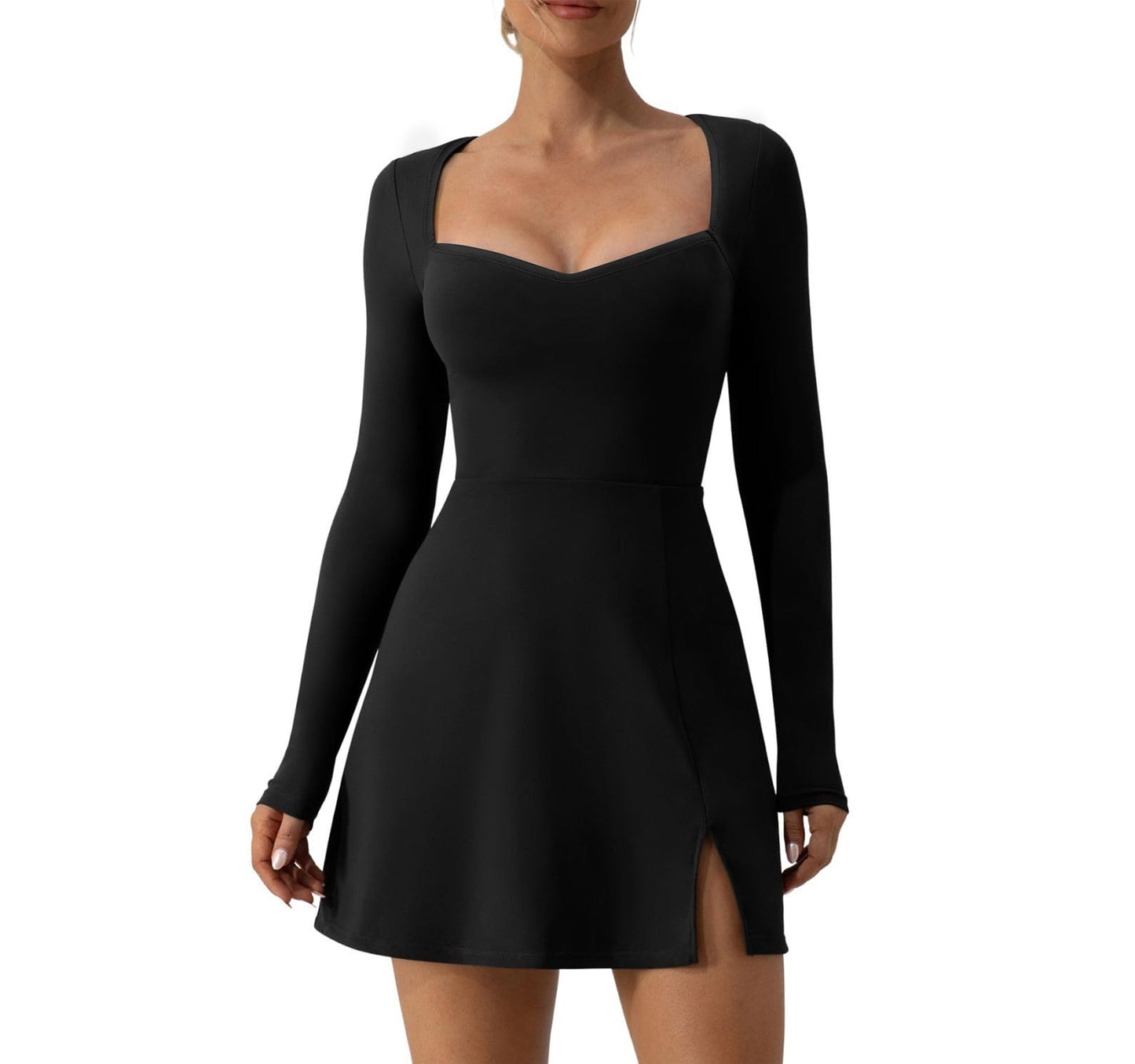 Robe Femme Élégante Col Rond Manches Longues