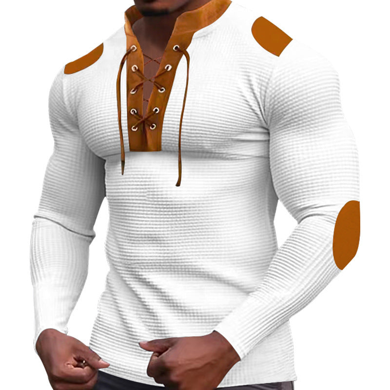 T-shirt à manches longues structuré pour homme, avec design à lacets moderne
