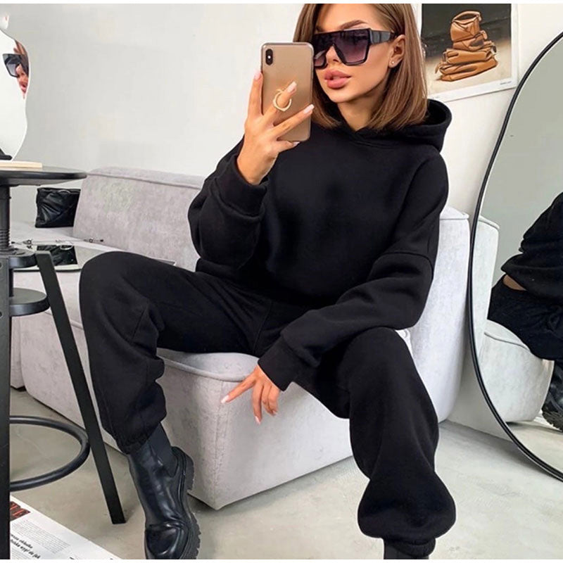 Ensemble de jogging pour femme à capuche, élastique et confortable