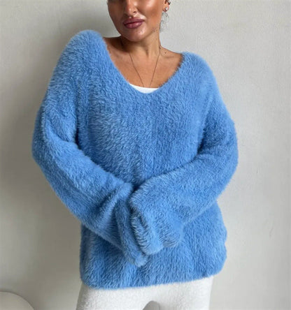 Pull pour femme, doux, col en V, design élégant