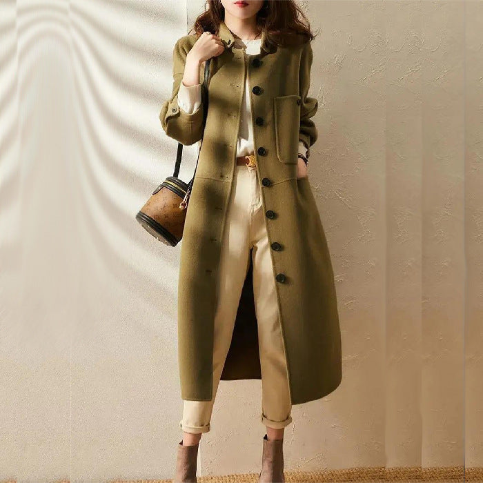 Manteau femme coupe évasée élégant fermeture boutonnée
