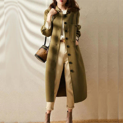 Manteau femme coupe évasée élégant fermeture boutonnée