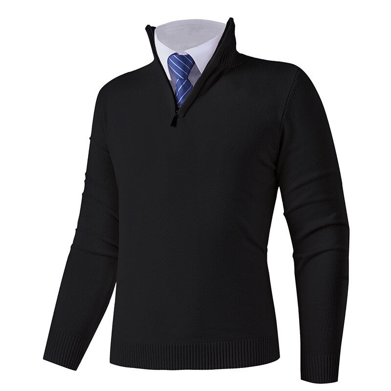 Pull en tricot pour homme moderne, zippé, élastique