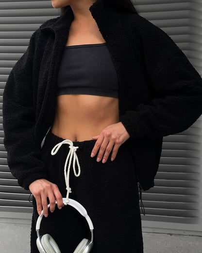 Ensemble de survêtement femme avec capuche, élastique, confortable