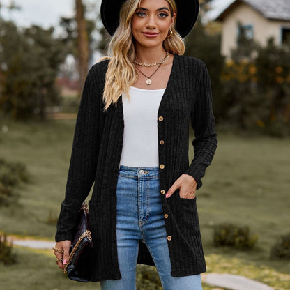 Damen Strickjacke Kuschelweich Mit Taschen Rippmuster - IdealeKleiden