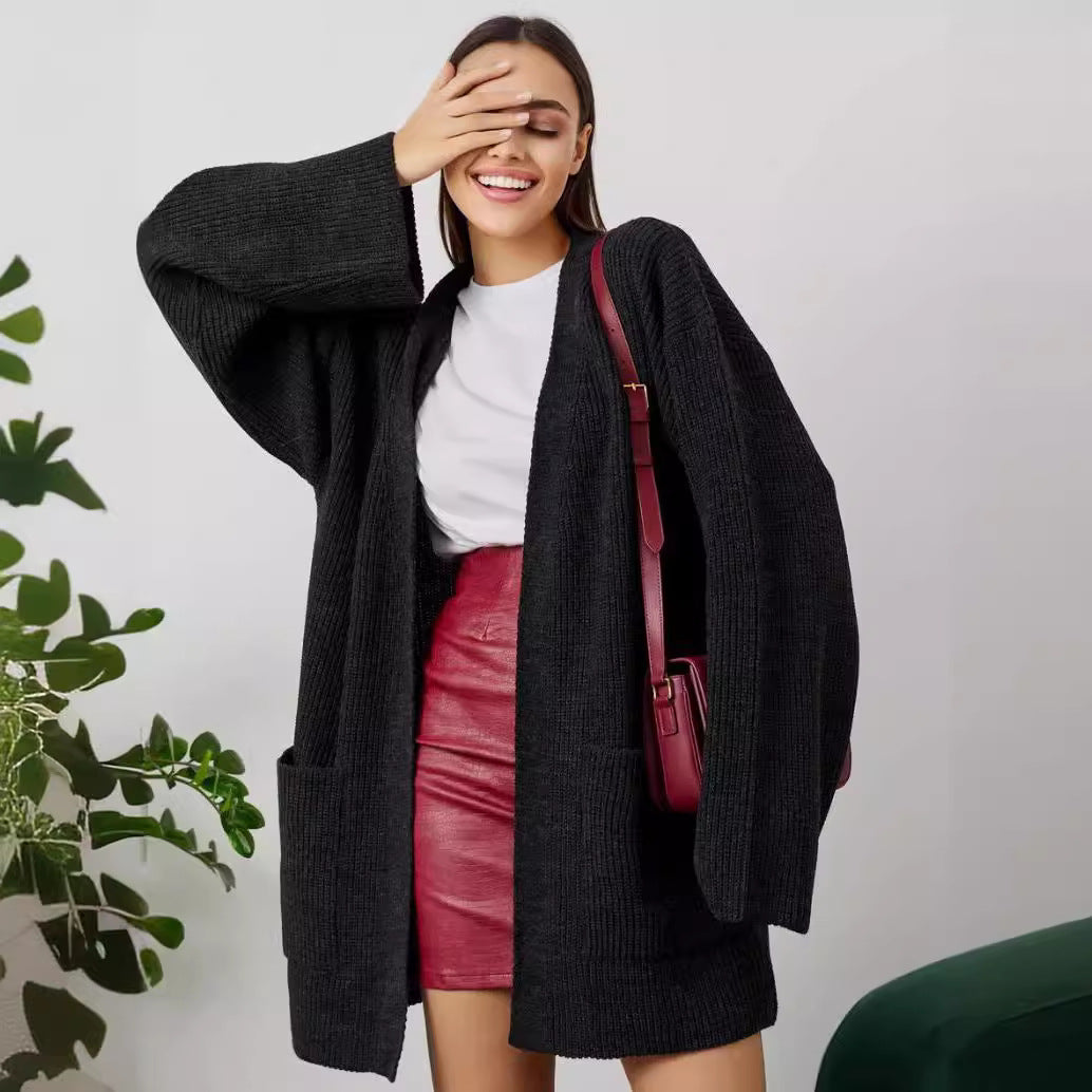 Gilet grande taille en maille mélangée ouvert sur le devant