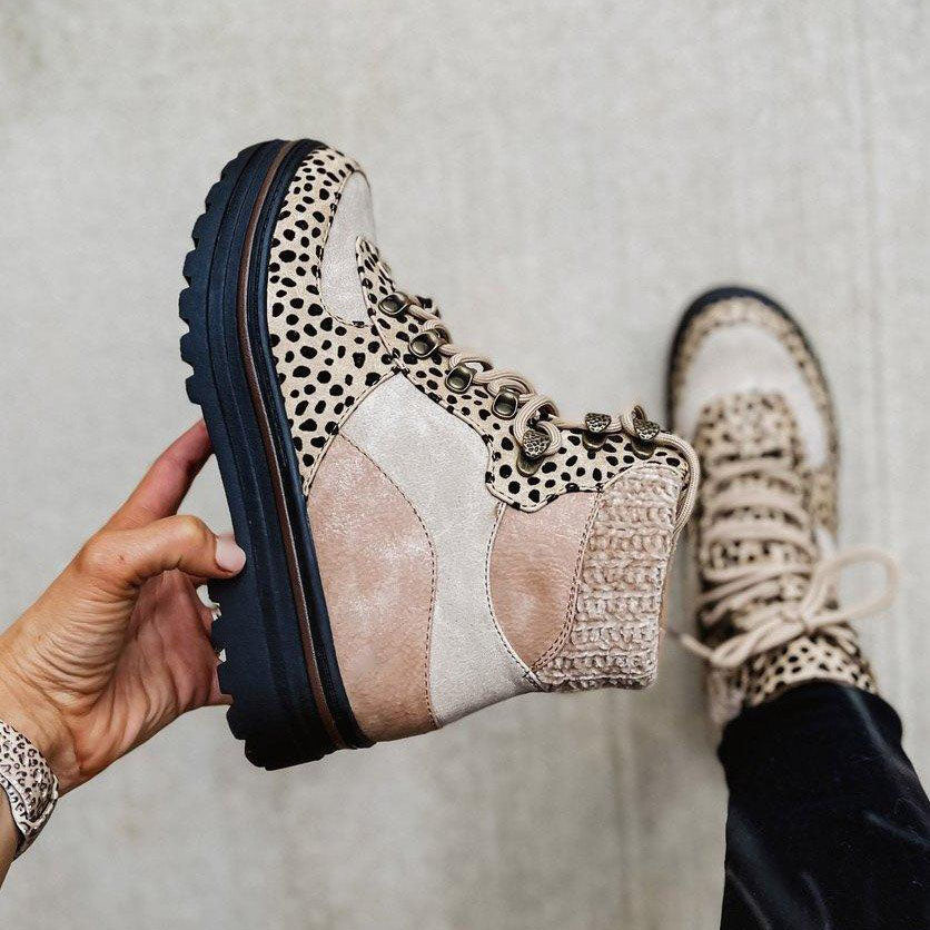 Bottines tendance en daim imprimé léopard