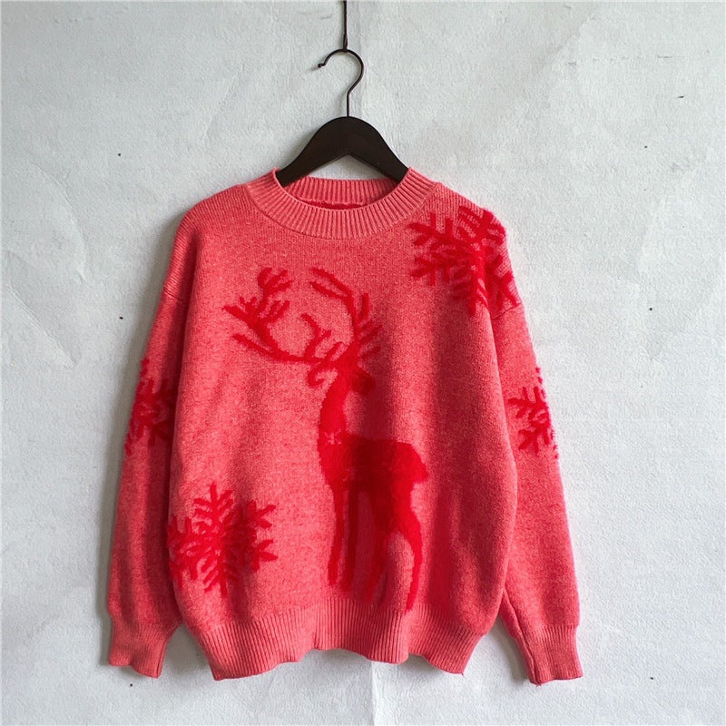 Pull de Noël Femme Festif Motif Rennes
