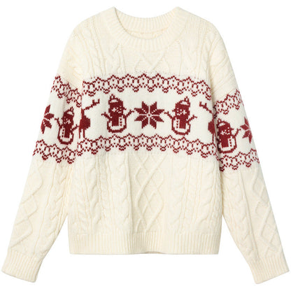 Pull de Noël femme festif motif bonhomme de neige
