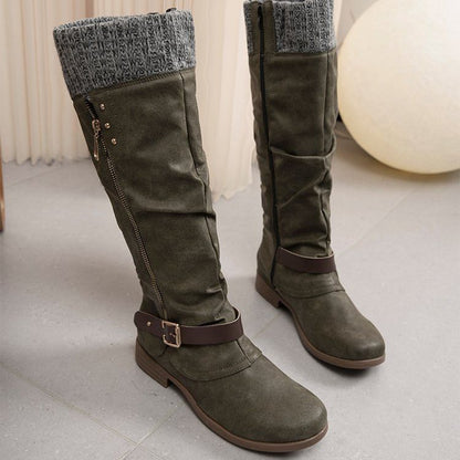 Bottes en cuir élégantes avec fermeture éclair et petit talon