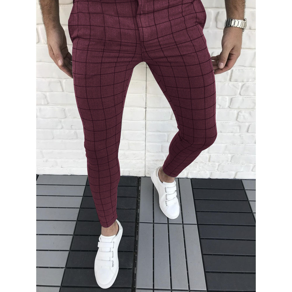 Pantalon de costume homme slim carreaux moderne