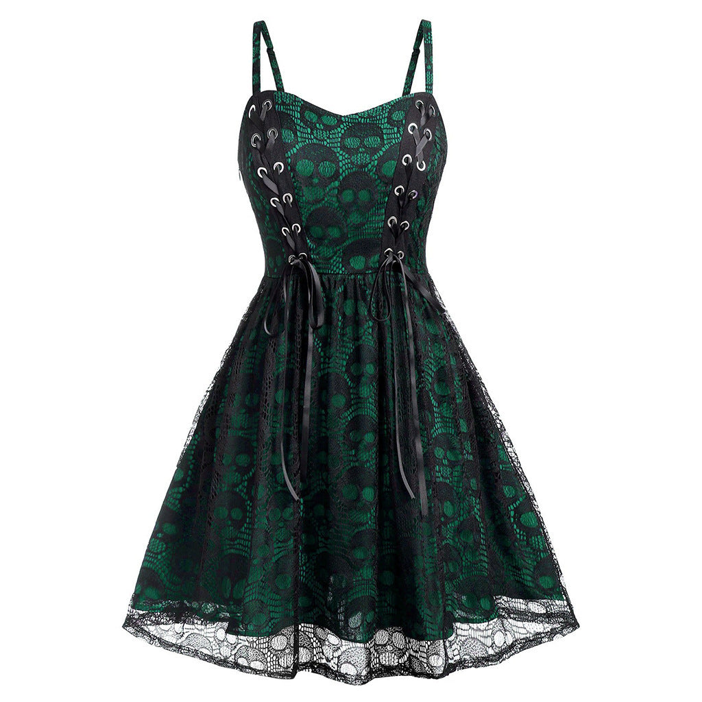Robe patineuse femme Élégante Dentelle Laçage
