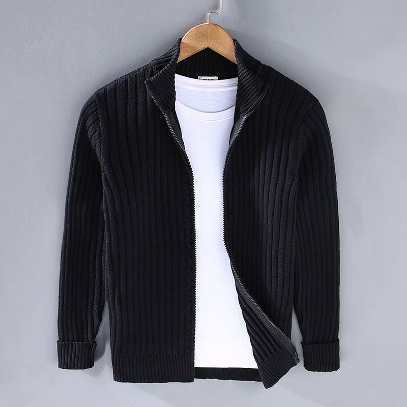 Pull en tricot de luxe pour homme avec fermeture éclair