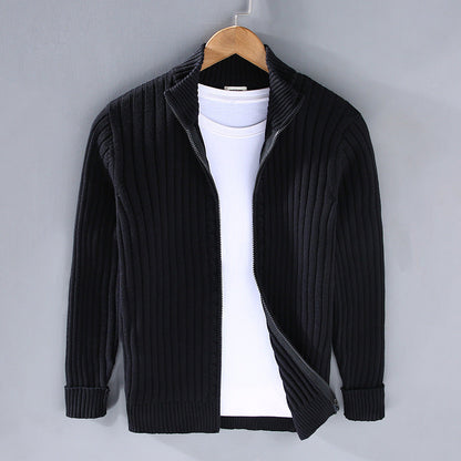 Pull en tricot de luxe pour homme avec fermeture éclair