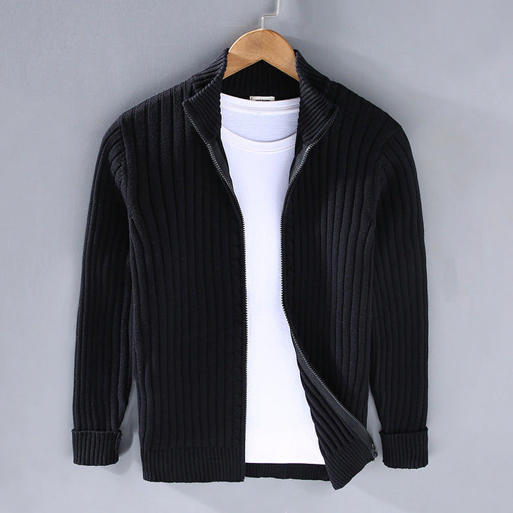 Pull en tricot de luxe pour homme avec fermeture éclair