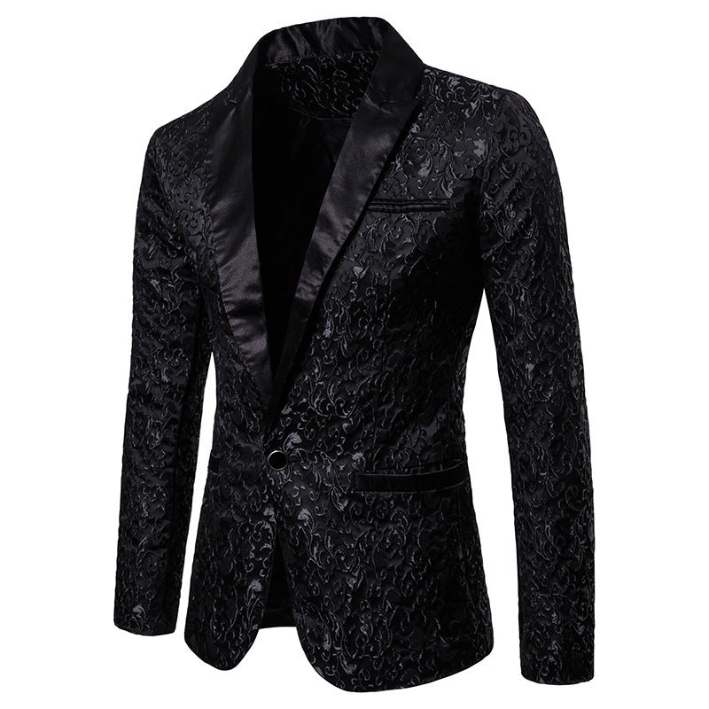Blazer en velours pour homme, motif élégant, noir