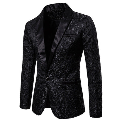 Blazer en velours pour homme, motif élégant, noir