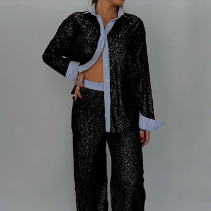 Ensemble deux pièces confortable veste ample et pantalon large