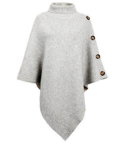 Poncho en tricot moderne pour femme avec boutons