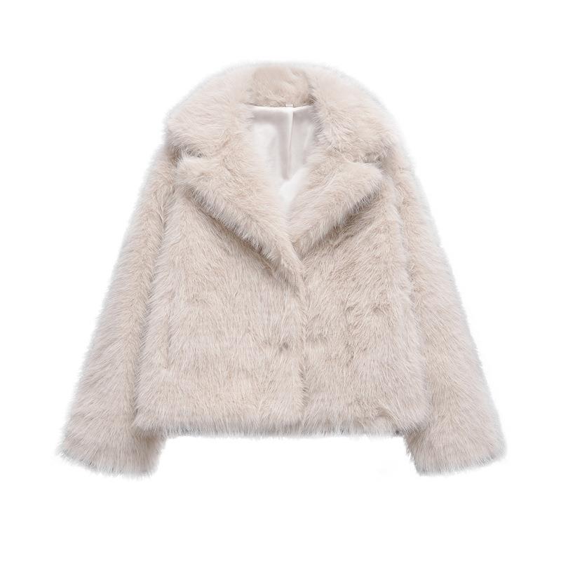 Blazer long en fausse fourrure élégant pour femmes