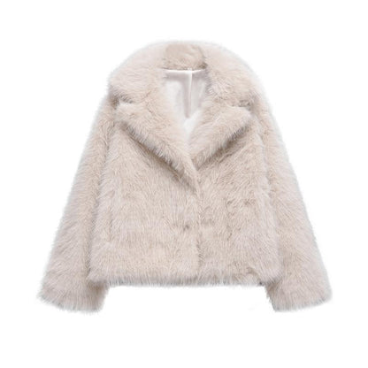 Blazer long en fausse fourrure élégant pour femmes