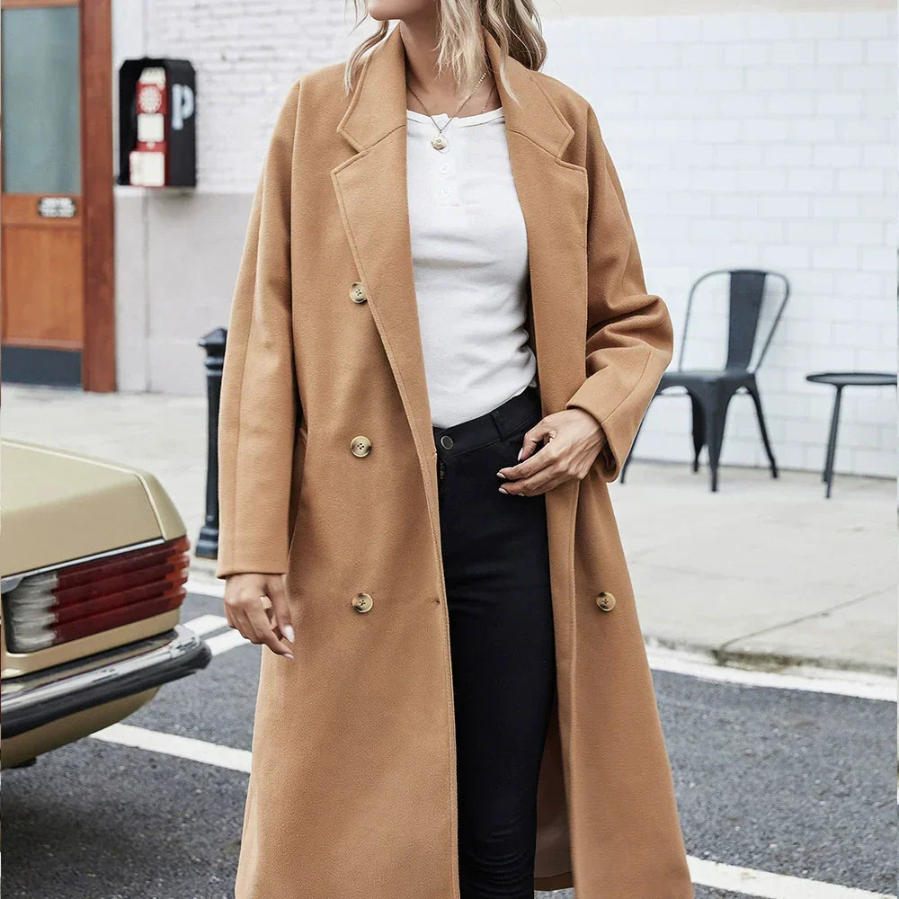 Manteau d'hiver Laineux Généreux Classique Croisé