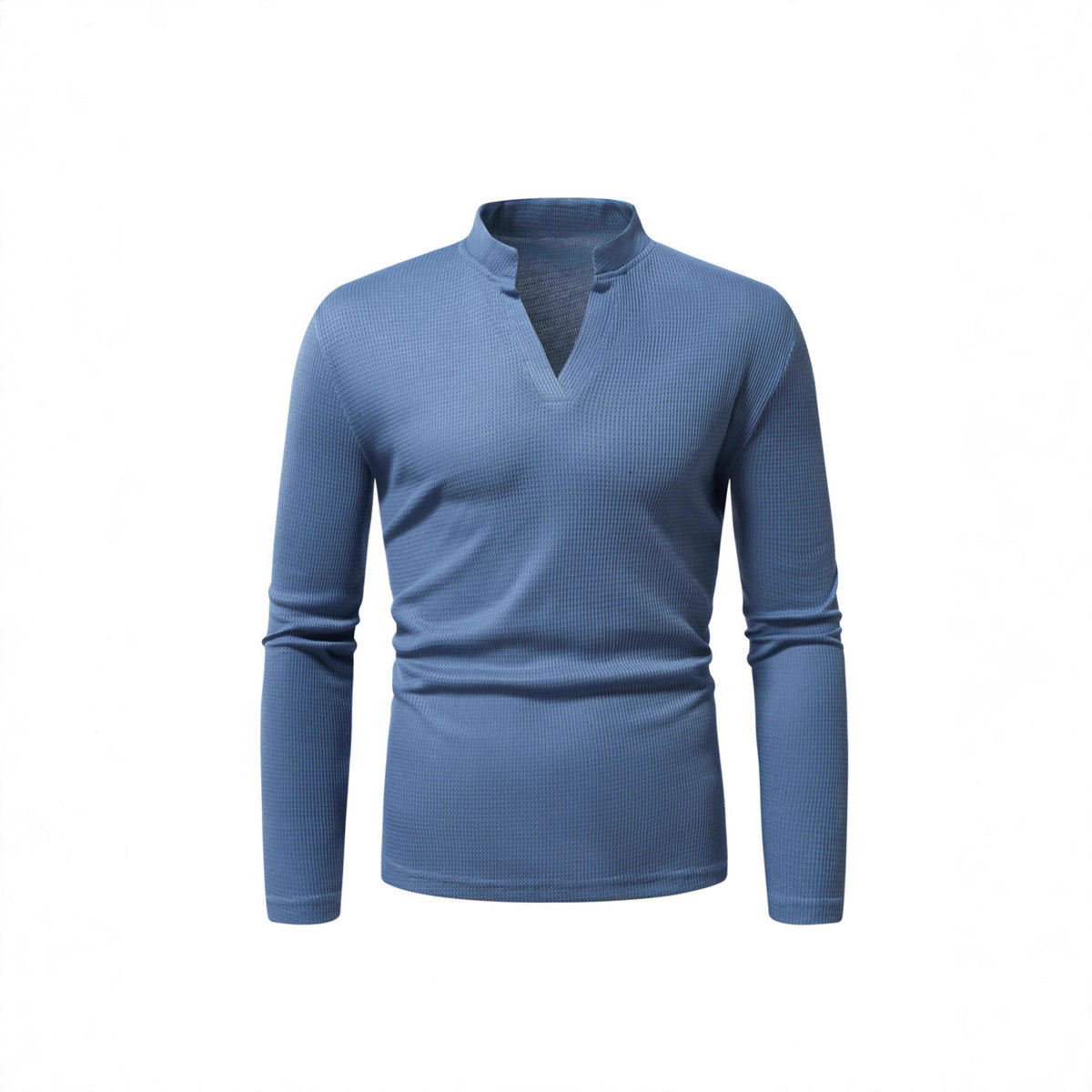 T-shirt à manches longues pour homme, col montant moderne, texturé