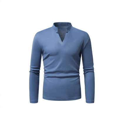 T-shirt à manches longues pour homme, col montant moderne, texturé
