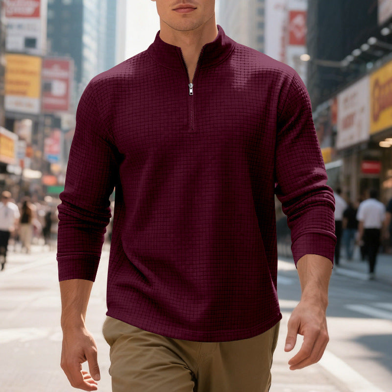 Pull sport homme structuré moderne demi-fermeture éclair
