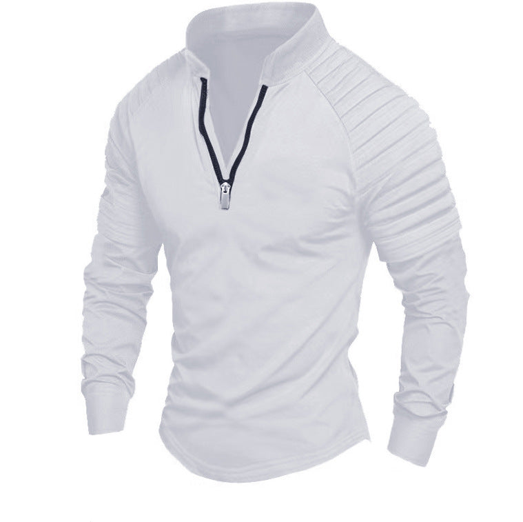 T-shirt à manches longues pour hommes, sportif, fonctionnel, avec fermeture éclair