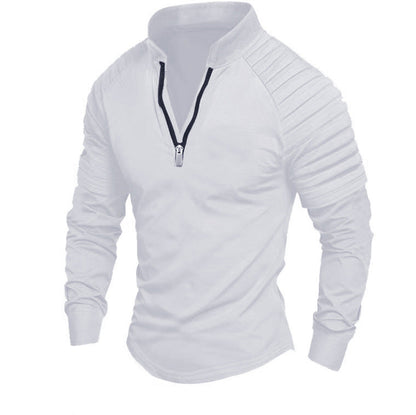 T-shirt à manches longues pour hommes, sportif, fonctionnel, avec fermeture éclair