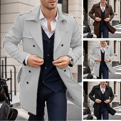Herren Trenchcoat Klassisch Schnitt Mit Taschen - IdealeKleiden