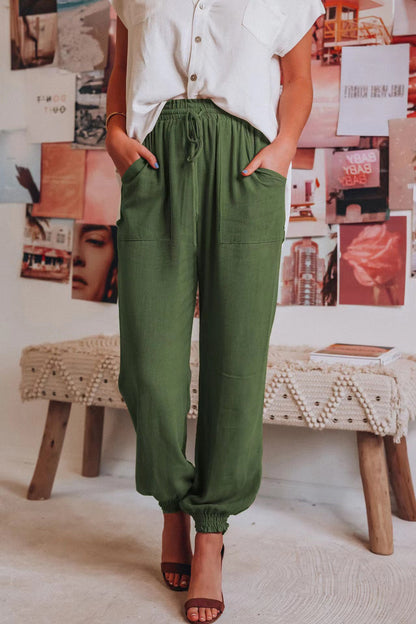 Pantalon de jogging femme confortable élastique taille élastiquée