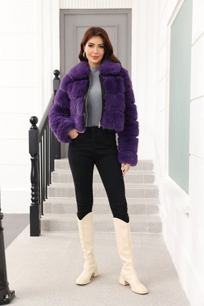 Manteau d'hiver élégant en fausse fourrure pour femmes